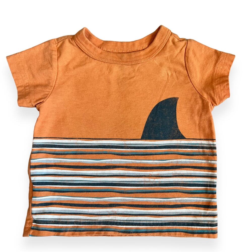Tea Collection Orange Shark Fin Stripe Graphic Tee Baby 6-9m